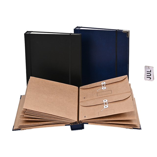 OEM LOGO Custom A4 Size Kraft Paper Expanding Archer Carper Case Me Falt Binder Folio Document Organizer