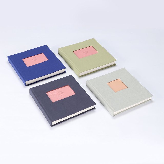 Álbum de fotos de bricolaje cubierta de tela de lino de tela colorida con ventana delantera 6x4 slip para boda baby familiar álbum