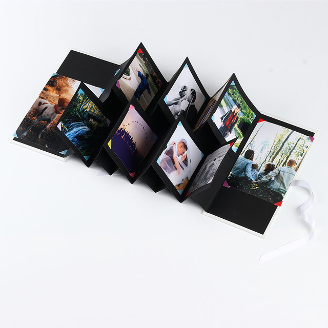 Logotipo personalizado de alta calidad Colorido álbum de fotos plegable para cumpleaños y boda con portada de papel duradera