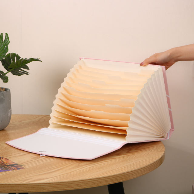 Logotipo personalizado al por mayor A4 Tamaño de tamaño de cartón Organizador de documentos en expansión de la carpeta de archivos de la escuela Bolsas de papel lindas