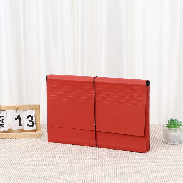 Logotipo personalizado al por mayor A4 Size 21 bolsillo Carpeta de archivos de acordeón de papel Kraft con organizador de presentación de documentos de la escuela de la banda de goma