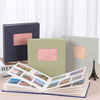 Álbum de fotos de bricolaje cubierta de tela de lino de tela colorida con ventana delantera 6x4 slip para boda baby familiar álbum