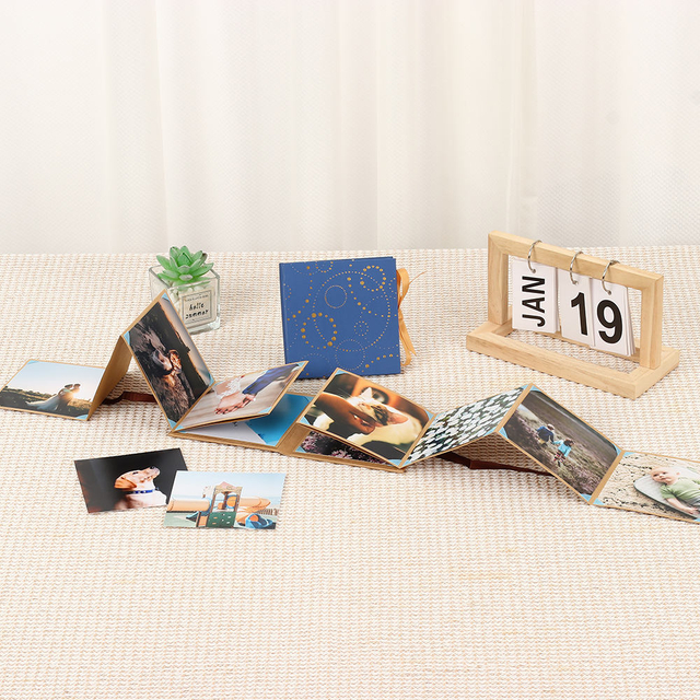 Álbum de fotos de acordeón plegable al por mayor personalizado Estampado de graduación Familia Postal de bodas Boba Gold Kraft Paper 1000pcs