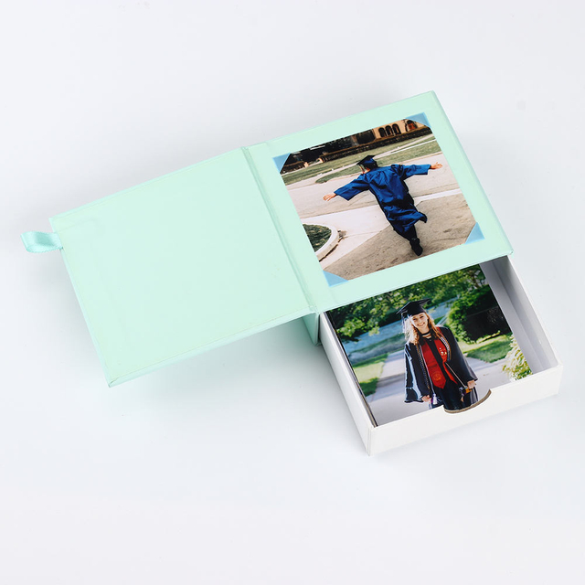 Logotipo de clientes al por mayor 4x6 5x7 Caja de almacenamiento colorido hecha de papel de cartón de cartón Estilo de la boda Graduación de fotos Baby Álbum