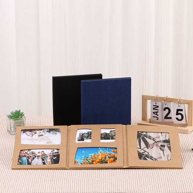 Cliente OEM 6x4 Linen tela Photos Álbum de fotos colorido Material de papel pliegue Material de la familia Baby Wedding Family Photo