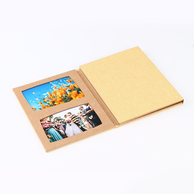 Álbum de fotos plegable 6x4 personalizable con cubierta de tela de lino colorido material de graduación de marco de temporada