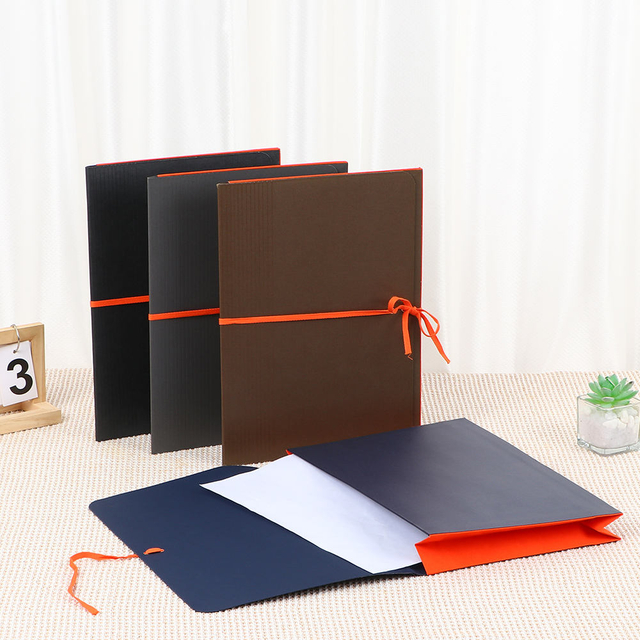 Carpeta de archivos de tamaño personalizado al por mayor de logotipo a4 con cierre de cinta de cubierta de tela para papelería y papelería escolar y documentos de almacenamiento