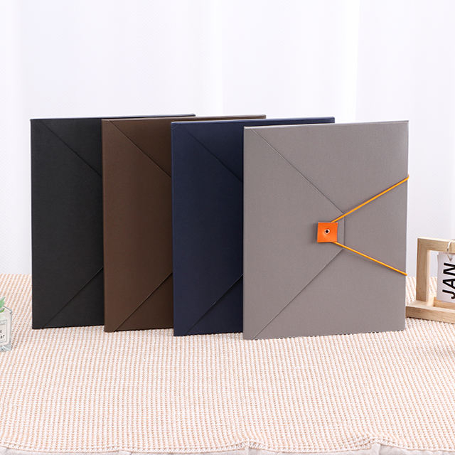 Carpetas de archivos dúplex de tamaño A4 elegante hechas de cartón cerrado con elastic en la bolsa de documentos de expansión de color contrastante