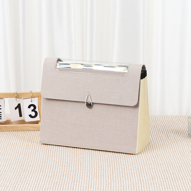 Organizador de archivos en expansión de 17 bolsillos Cierre de bungee Logotipo personalizado Cubierta de lino Cardboard A4 Paper Organizer Bolsas de bolsas de bolsas