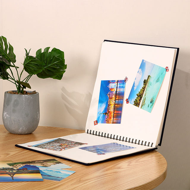 Álbum de fotos de cartón blanco personalizado de bricolaje con encuadernación en espiral y cubierta de tela para bodas y fotos para niños Factory Target