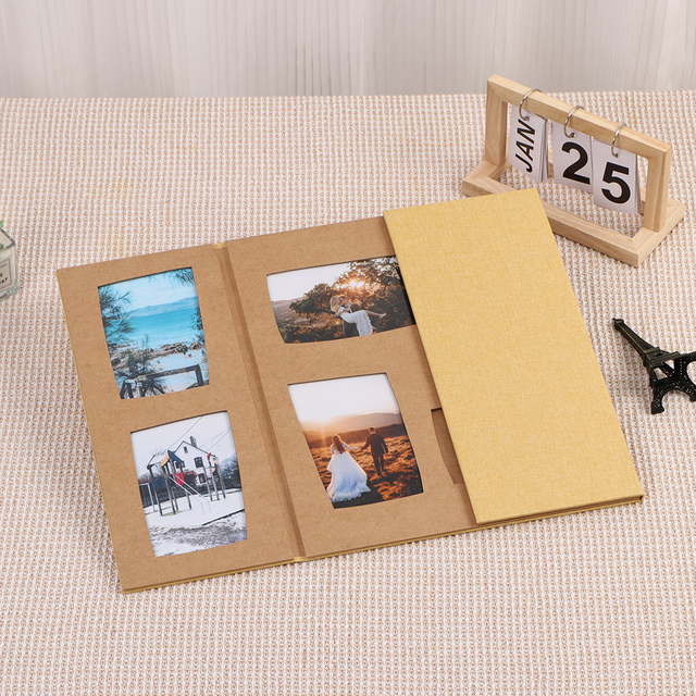 LOGO DEL LOGO CERTURADO DIY PLATUACIÓN DE PROBACIÓN DE PROBLEMA Material de papel colorido 6x4 4x6 Cubierta de tela de lino Álbum de fotos de la foto