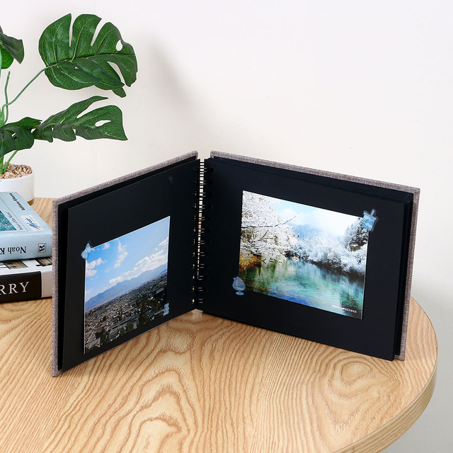 Álbum de fotos de lino de tela de cartón de cable de cable de cable personalizable