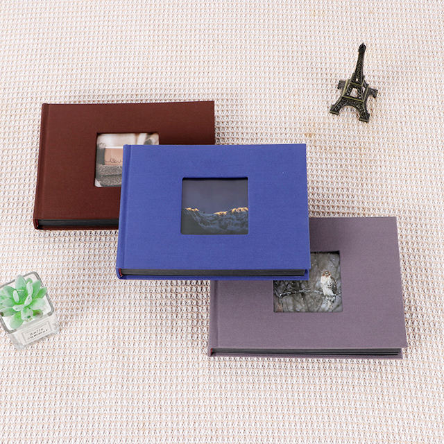 DIY Slip-In Photo Álbum Material de papel Ventana delantera 6x4 4x6 Cubierta de tela de lino de tela colorida para boda Baby Family Photo Book