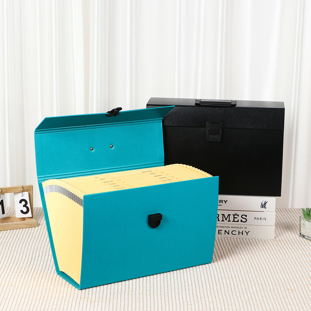Logotipo personalizado OEM 19 bolsas A4 Expansión de la caja de archivo de acordeón Manejo de documentos de papel Organizador de documentos Compañía de la oficina de la oficina de la oficina de uso de la carpeta
